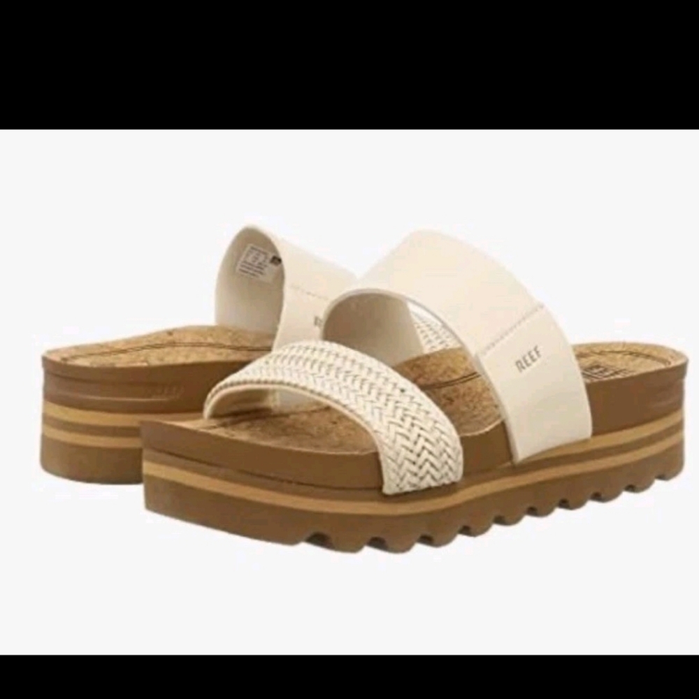 Reef Women's Tan and Cream Platform Sandals